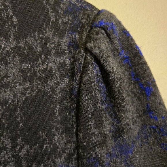 Betsey Johnson Gray Blue Plaid Assymetric Hem Puff Short Sleeve Dress Size 12 - Picture 4 of 6